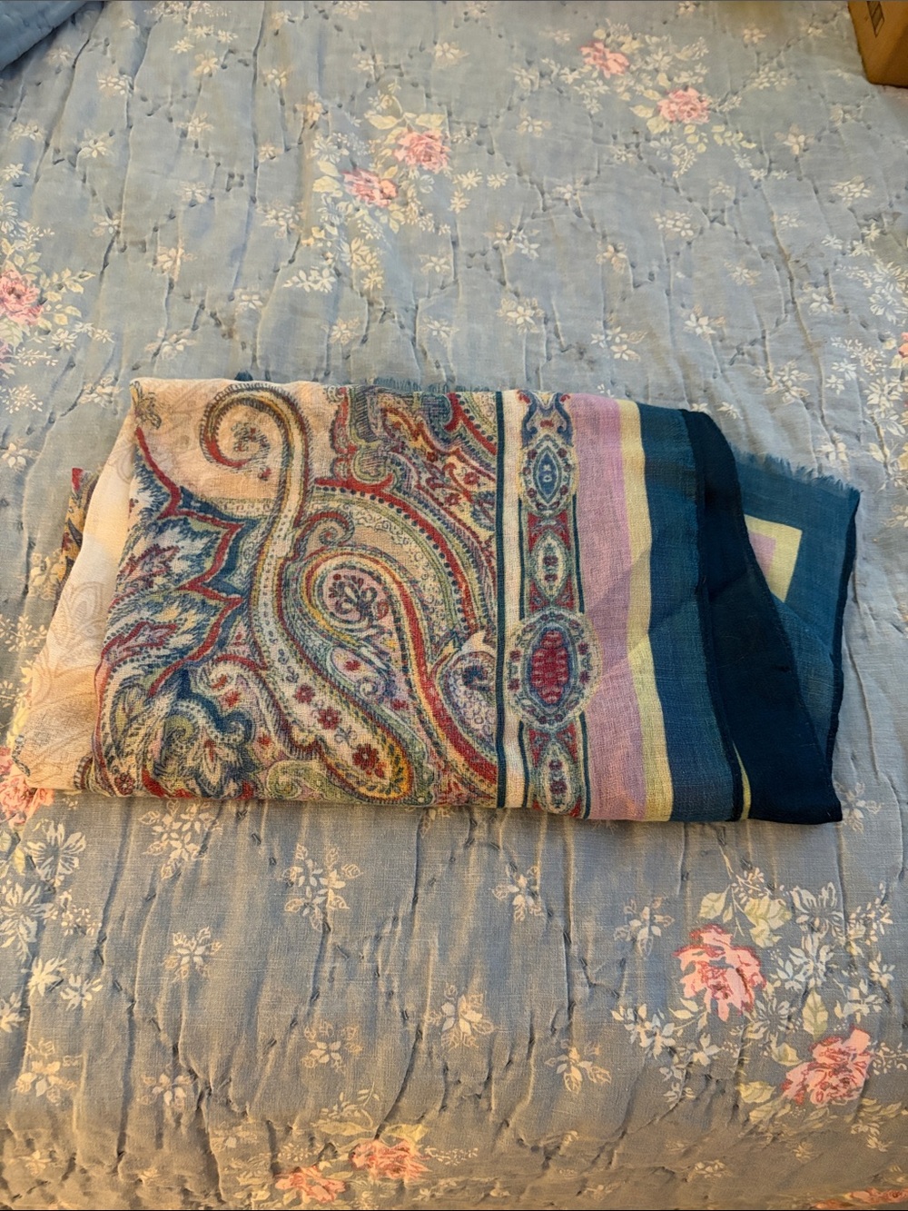 Chico's Multicolor Paisley & Stripe Lightweight Scarf